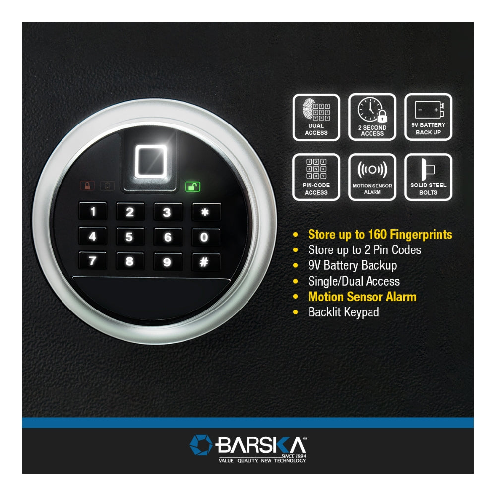 Barska Large Quick Access Biometric Keypad Rifle Safe AX13646