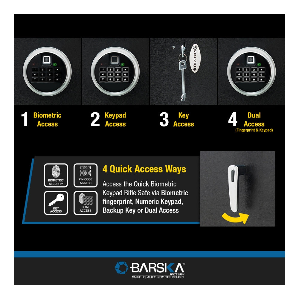 Barska Large Quick Access Biometric Keypad Rifle Safe AX13646