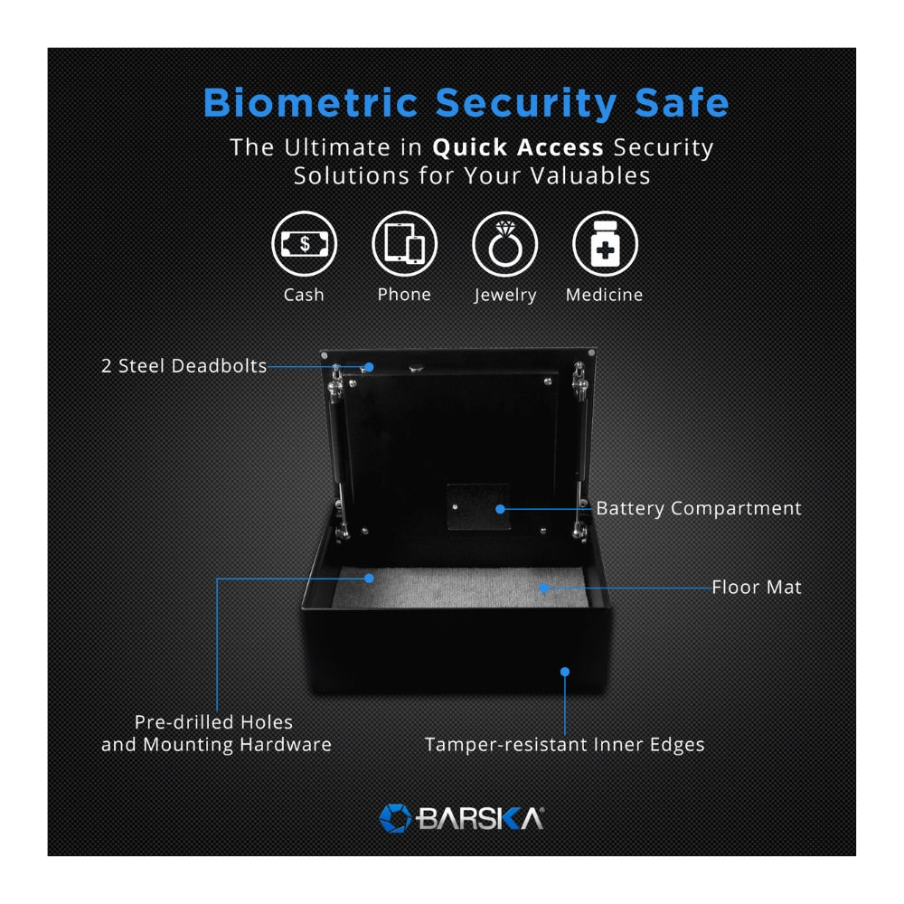 Barska Top Opening Drawer Safe with Fingerprint Lock AX11556