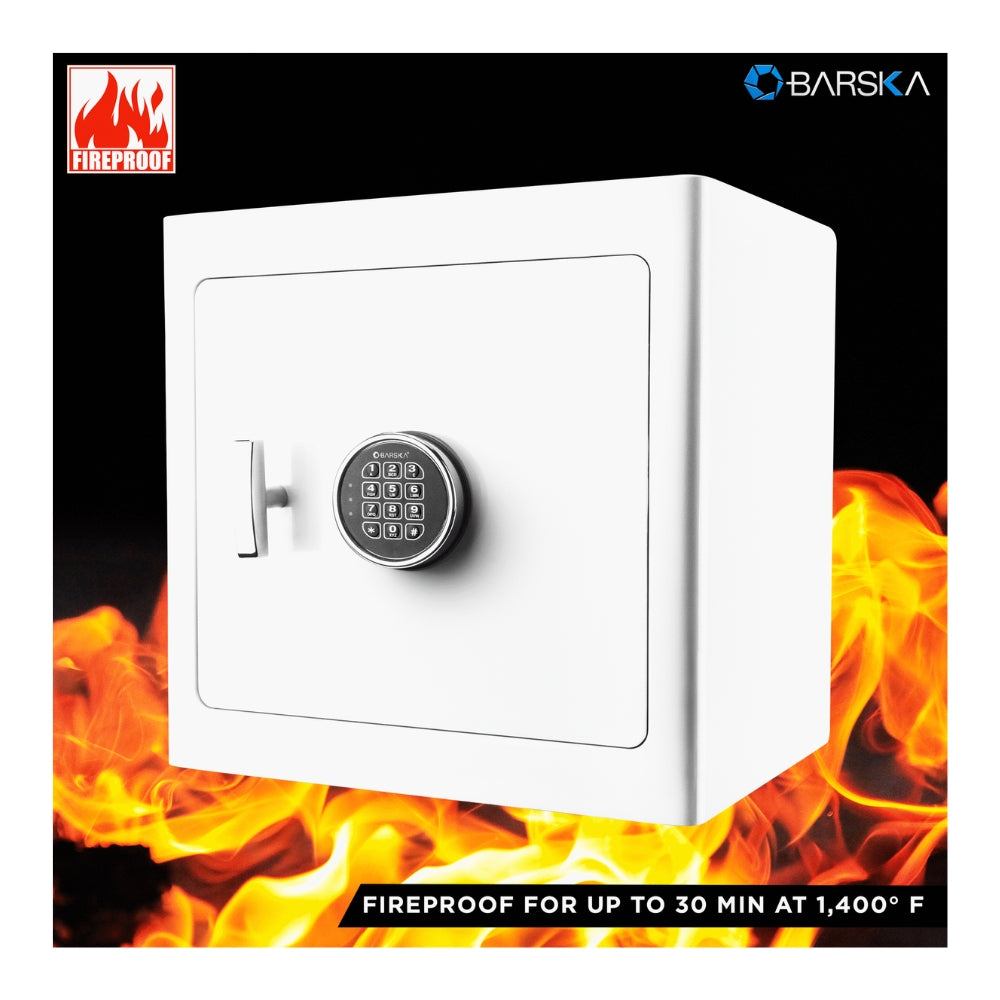 Barska White Keypad Jewelry Safe Tan Interior AX13104