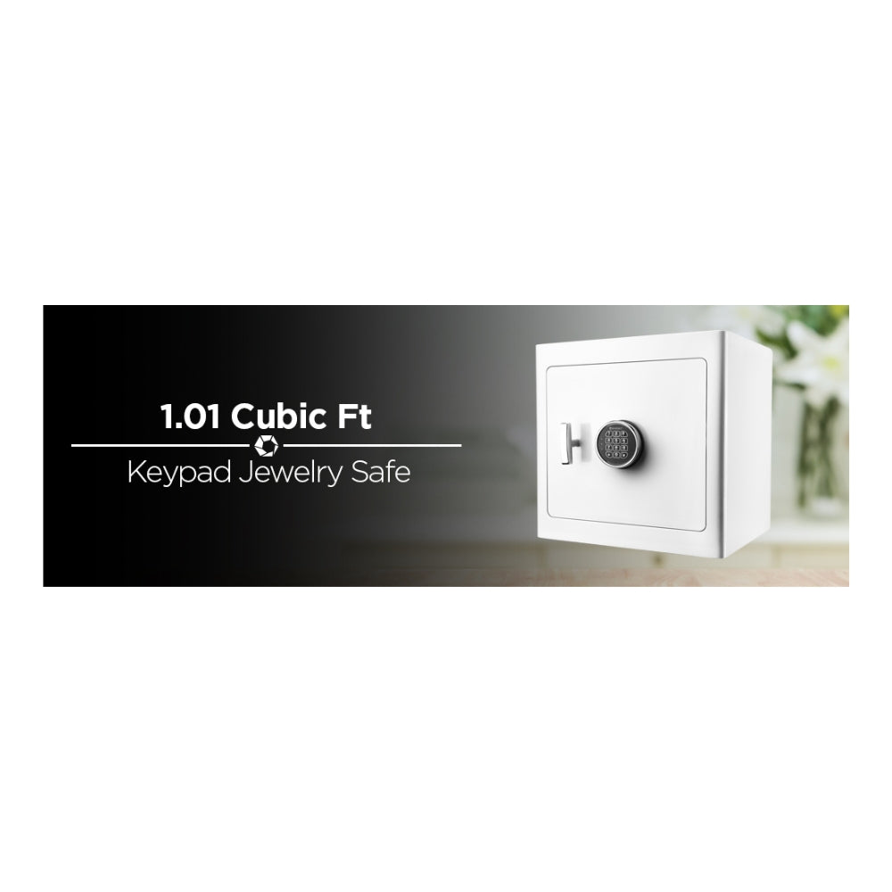 Barska White Keypad Jewelry Safe Tan Interior AX13104