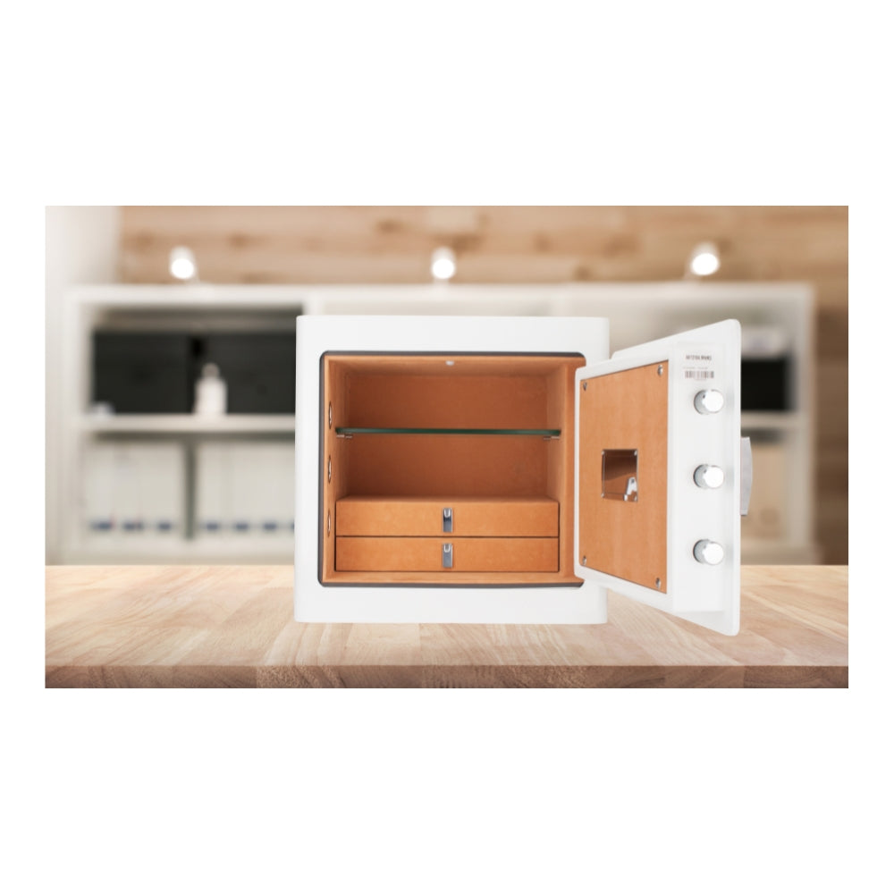 Barska White Keypad Jewelry Safe Tan Interior AX13104