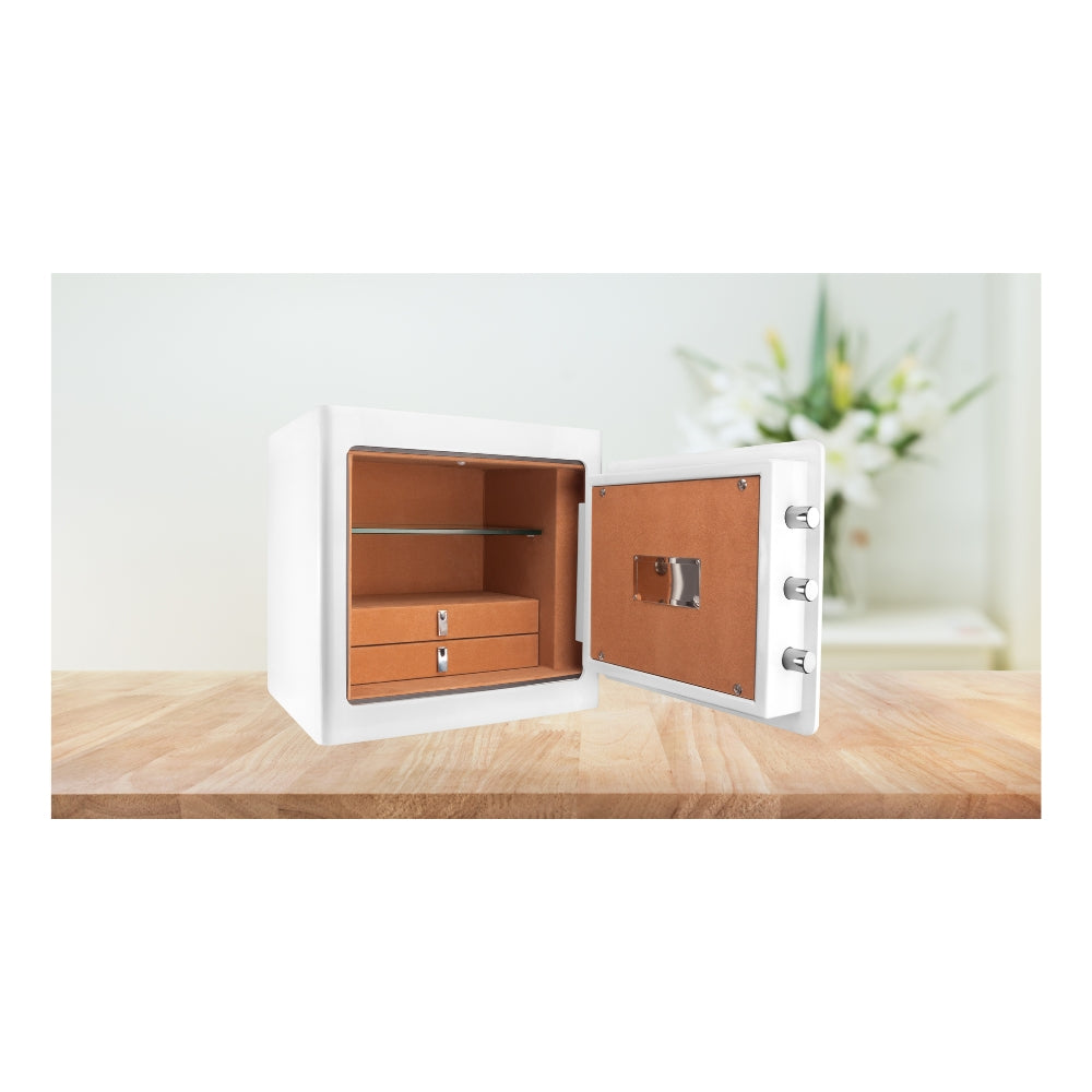 Barska White Keypad Jewelry Safe Tan Interior AX13104