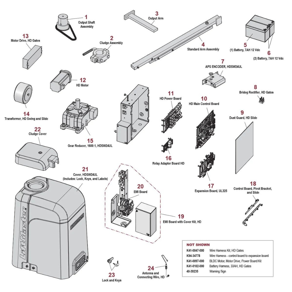 LiftMaster HDSW24UL 24VDC Heavy-Duty Variable Speed Swing Gate Operator