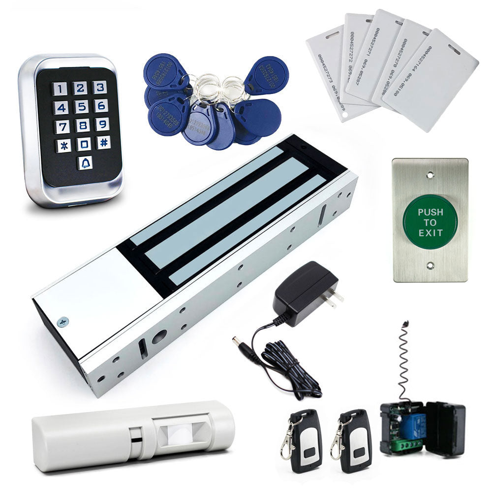 Door Access Control System with 600lbs Magnetic Lock Entry Access Control  Panel 110V Power Supply Box RFID Reader Exit Button Enroll RFID USB Reader  その他PCサプライ、アクセサリー