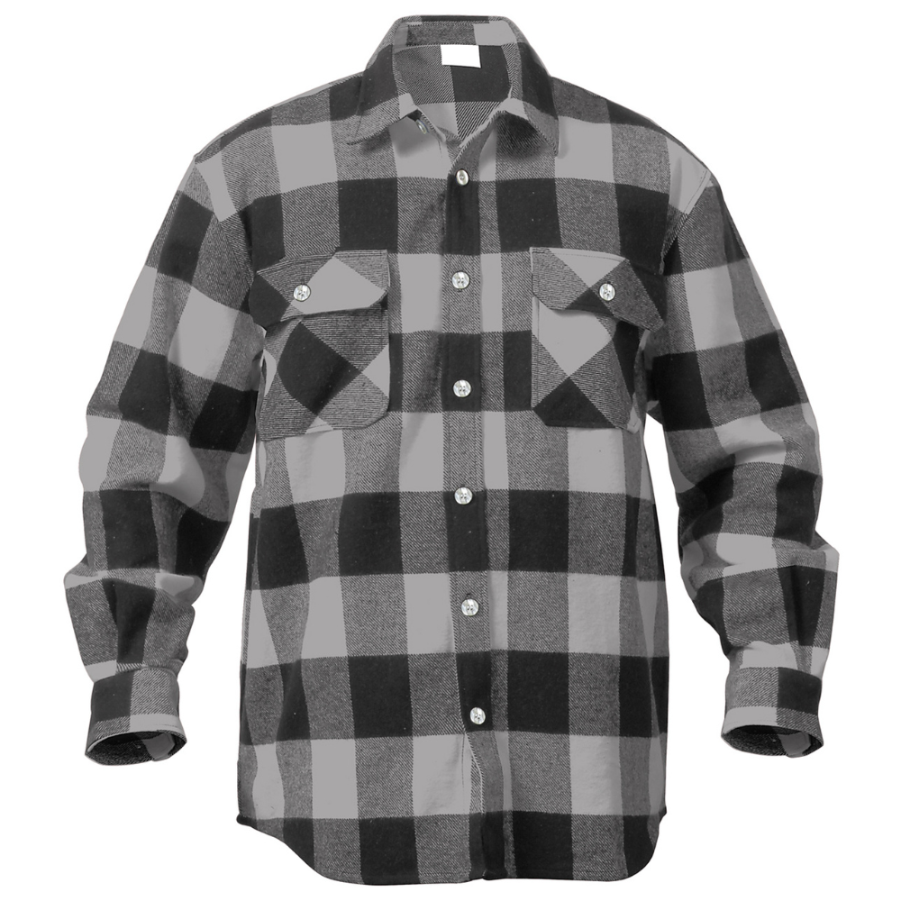 Rothco Extra Heavyweight Buffalo Plaid Flannel Shirt (Grey Plaid)