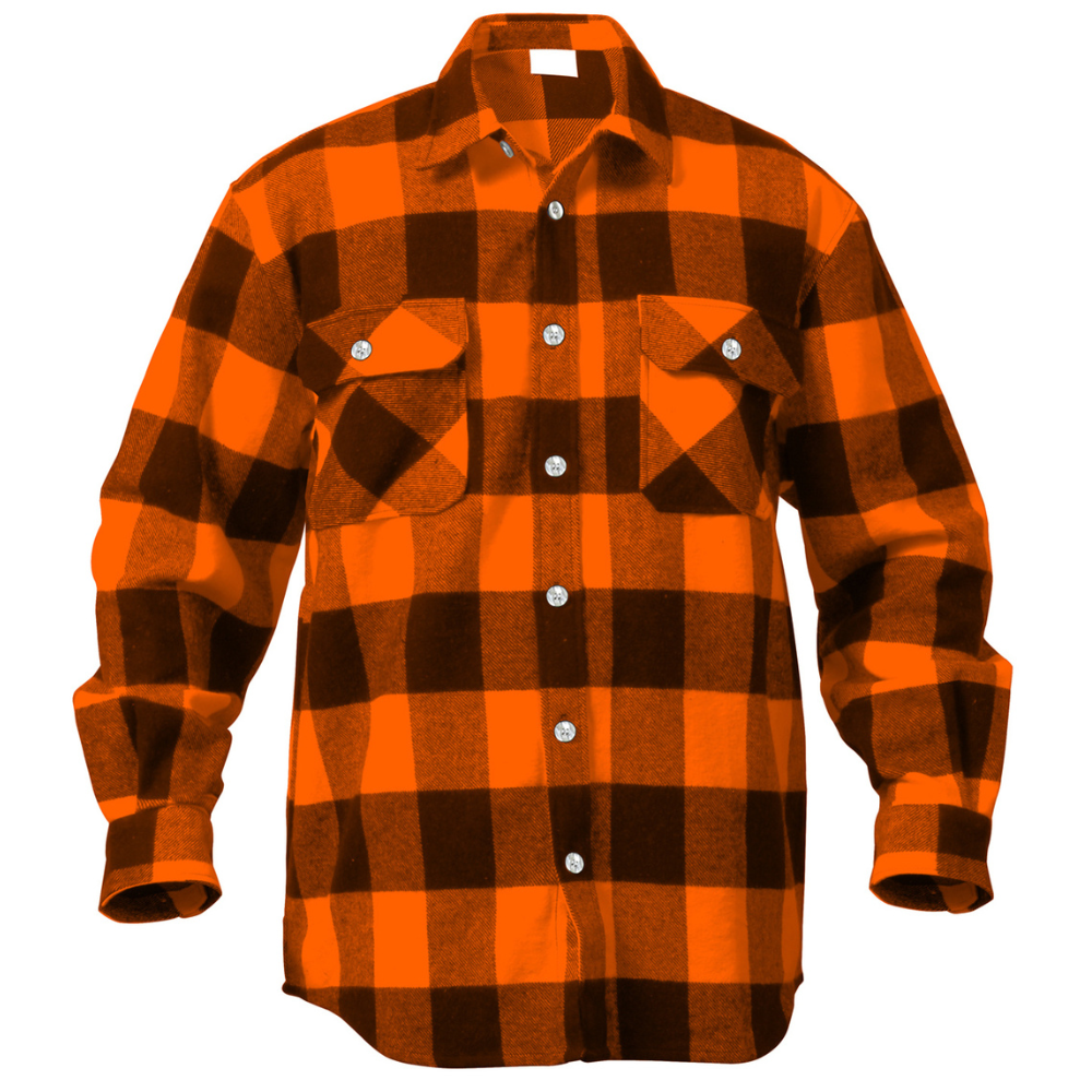 Rothco Extra Heavyweight Buffalo Plaid Flannel Shirt (Orange Plaid)