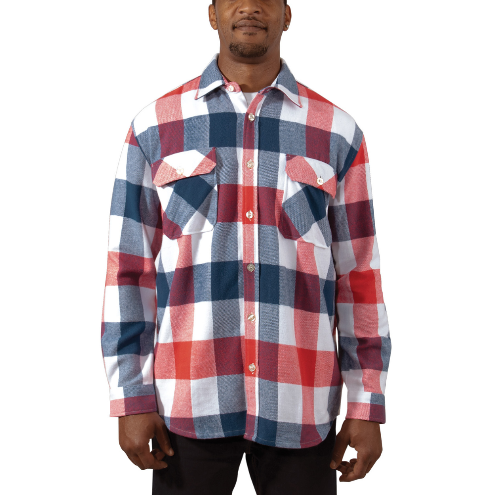 Rothco Extra Heavyweight Buffalo Plaid Flannel Shirt (Red/White/Blue) - 1