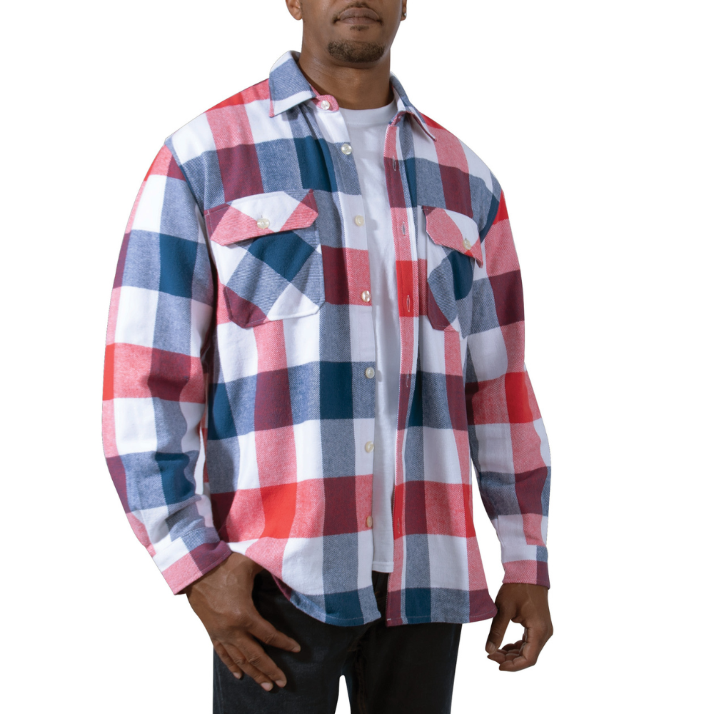 Rothco Extra Heavyweight Buffalo Plaid Flannel Shirt (Red/White/Blue) - 2
