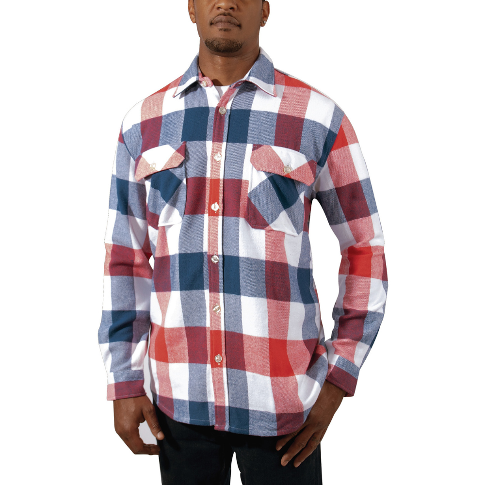 Rothco Extra Heavyweight Buffalo Plaid Flannel Shirt (Red/White/Blue) - 3