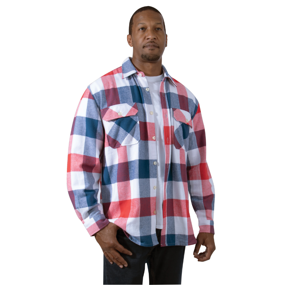 Rothco Extra Heavyweight Buffalo Plaid Flannel Shirt (Red/White/Blue) - 4