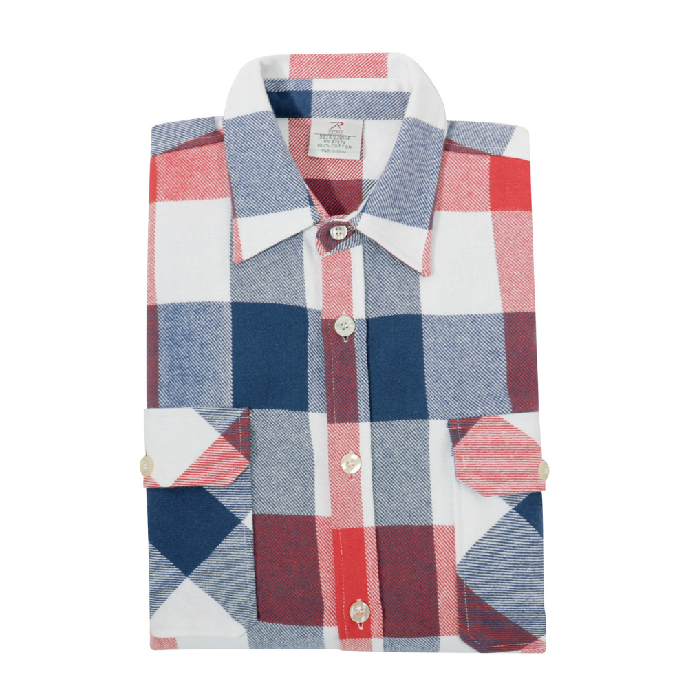 Rothco Extra Heavyweight Buffalo Plaid Flannel Shirt (Red/White/Blue) - 6