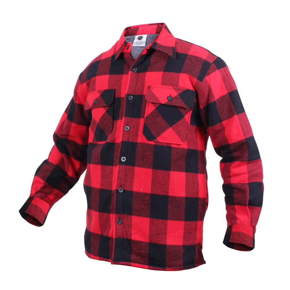 Rothco Extra Heavyweight Buffalo Plaid Sherpa Lined Flannel Shirts (Red) - 2