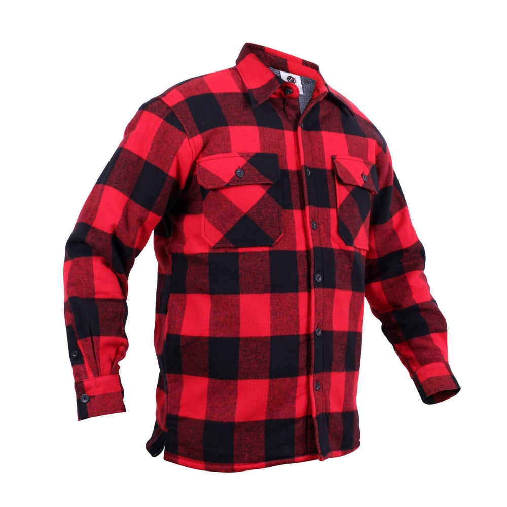 Rothco Extra Heavyweight Buffalo Plaid Sherpa Lined Flannel Shirts (Red) - 3