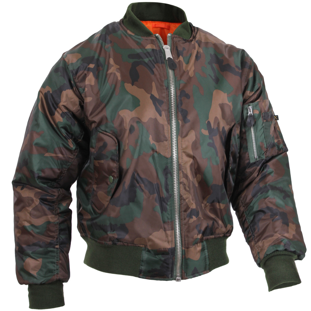Rothco MA-1 Flight Jacket (Woodland Camo) | All Security Equipment
