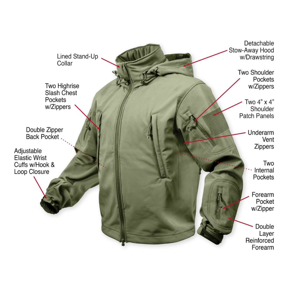 Rothco Special Ops Tactical Soft Shell Jacket (Black) - 5