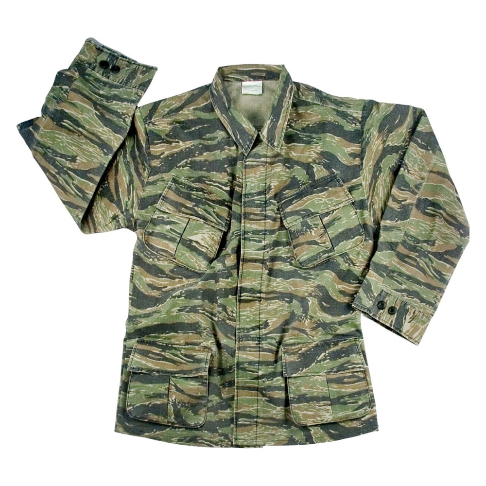 トップス 2021SS Silk Linen Stripe Fatigue Shirt Rothco Vintage Vietnam Fatigue Shirt Rip-Stop (Tiger Stripe