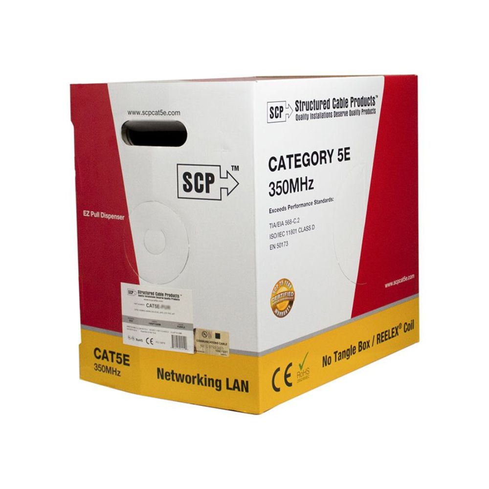 SCP CAT5E Unshielded LAN Cable PVC Black (1000 ft. Box) CAT5E-BK