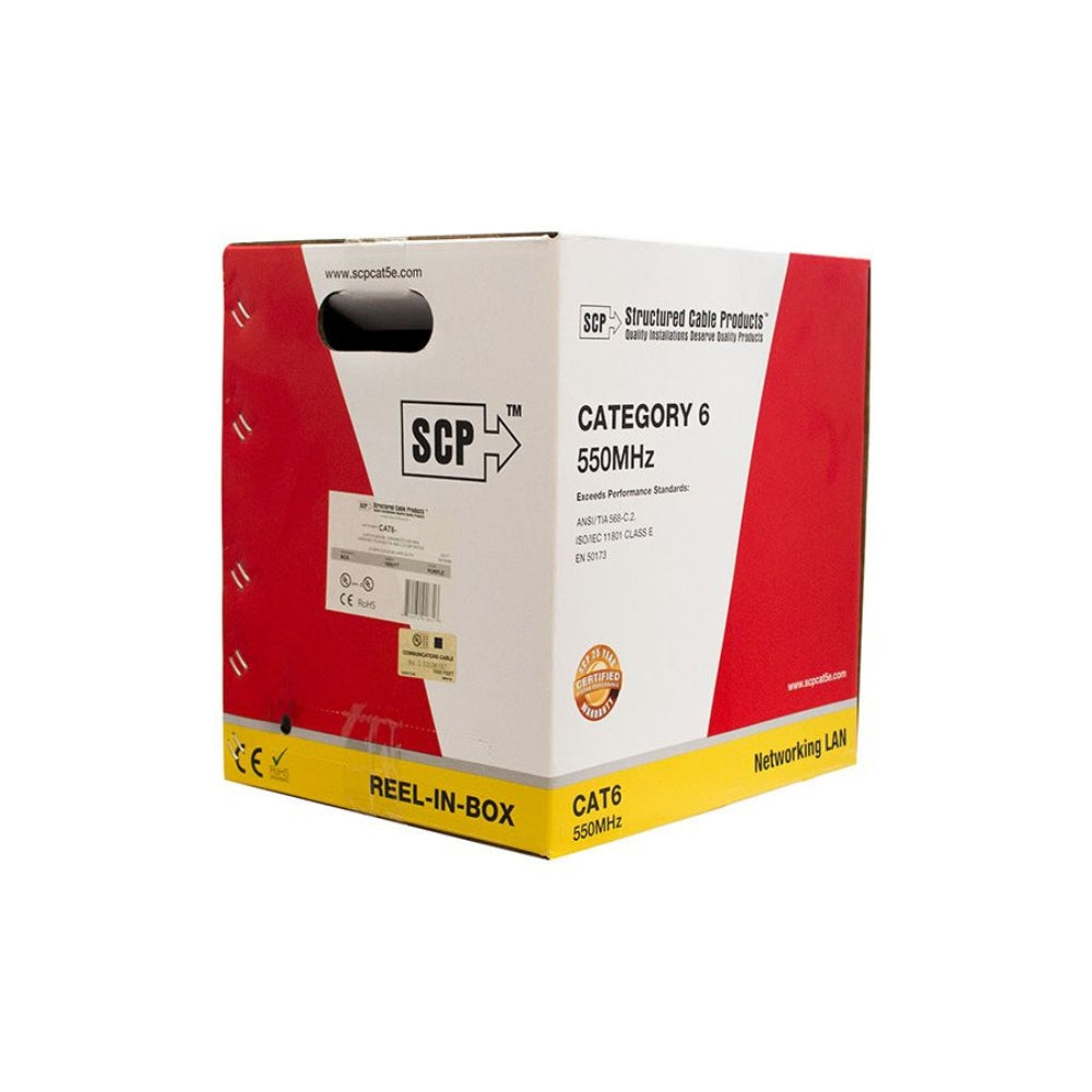 SCP CAT6 Unshielded UL CMP Plenum Gray 1000 ft. Reel in Box CAT6-P-GY