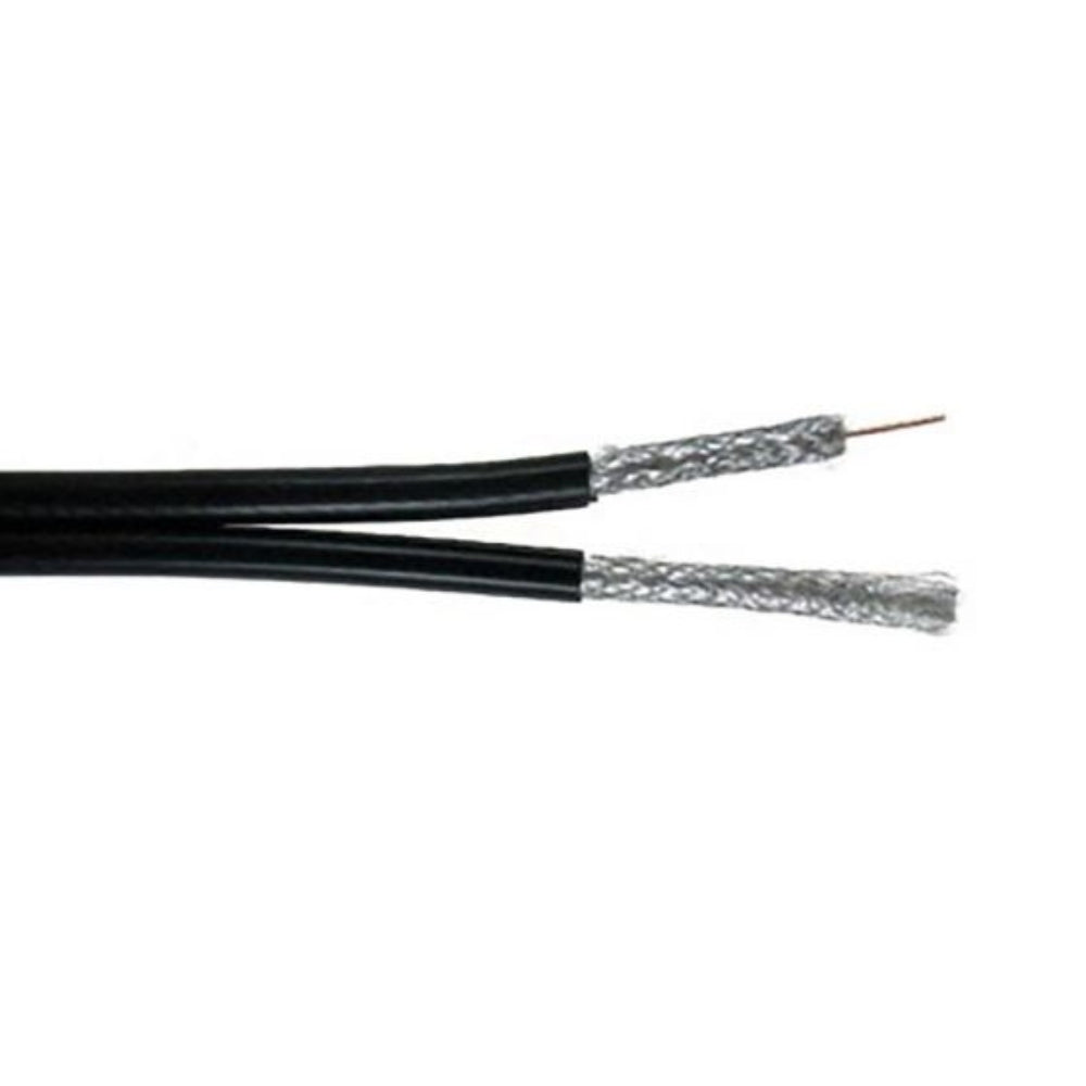 SCP RG6/U Dual Shield Siamese Coaxial Cable Black 500ft. RG6/U-S-BC-BK