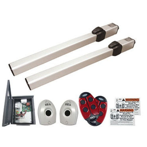 SEA Mini Tank SC 110V Hydraulic Dual Swing Gate Operator Kit 101MTSCDPW with Pre-wired Metal Enclosure and Accessories
