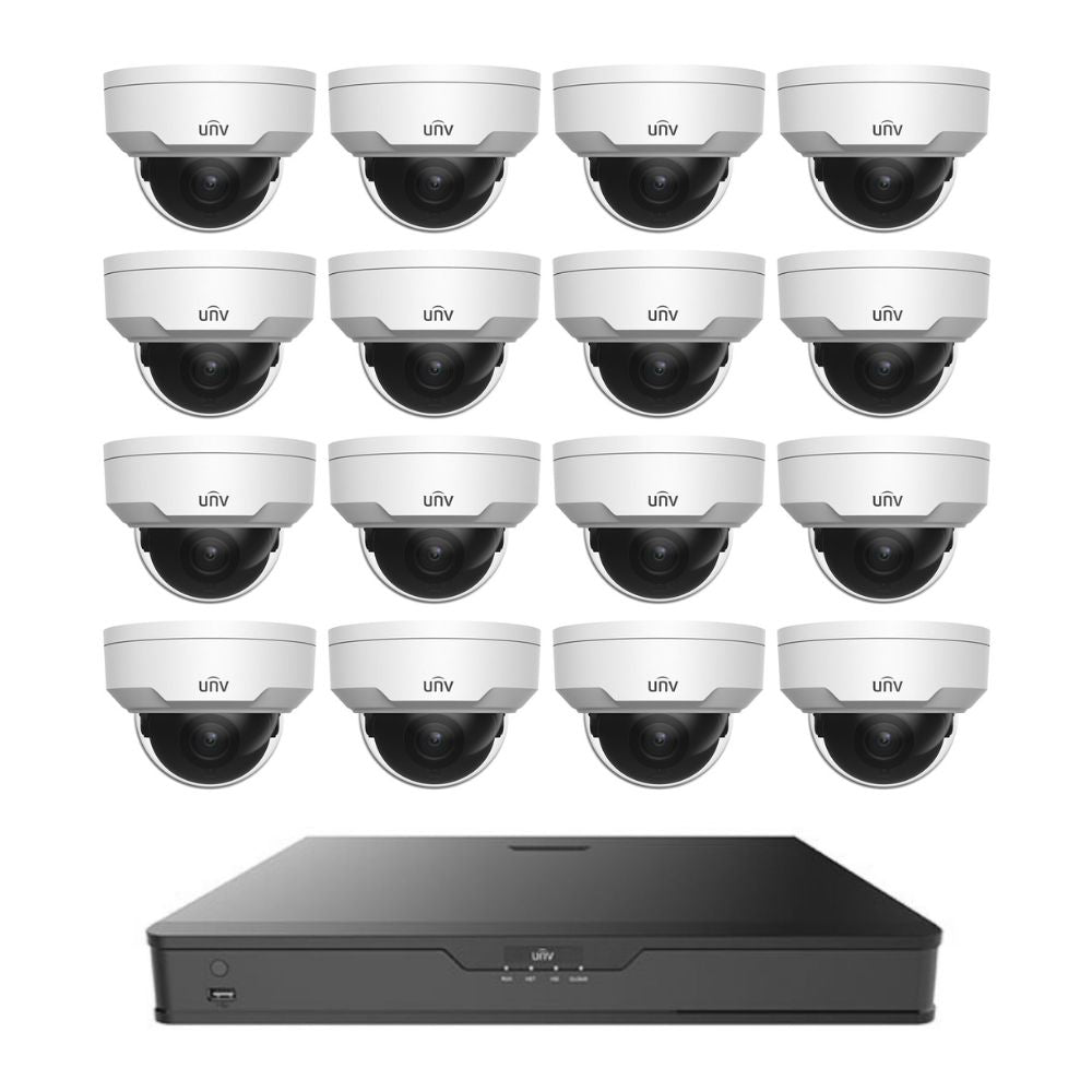 UNV 16 Channel IP Security Camera System with 8MP HD Cameras 8MPD1628