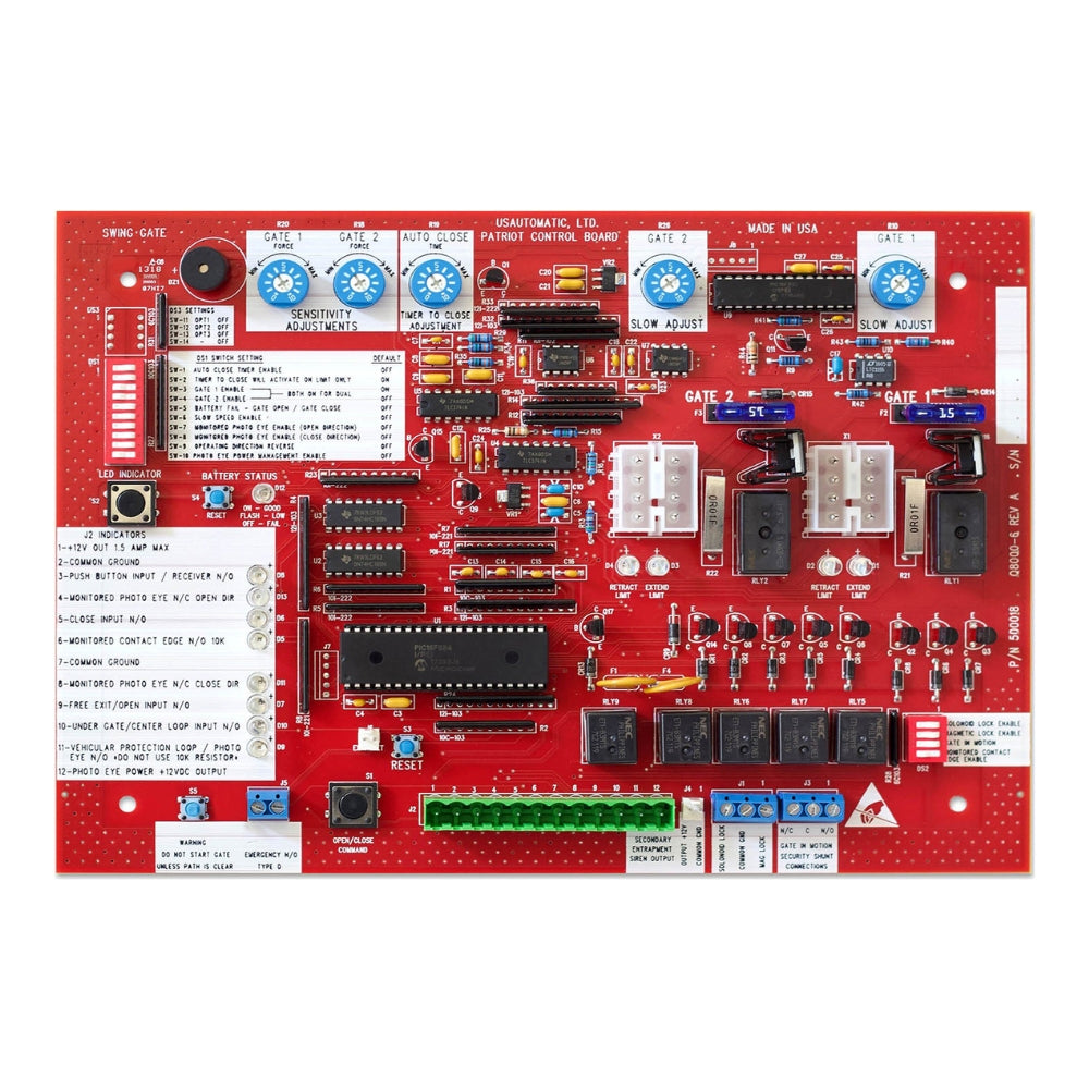 USAutomatic Patriot Control Board - Red Swing Gate Operator