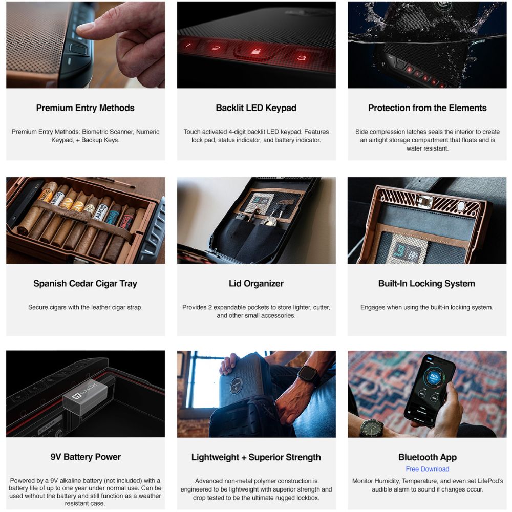 Vaultek Biometric BLE Humidor 2.0 Antique Bronze LH20B-AB