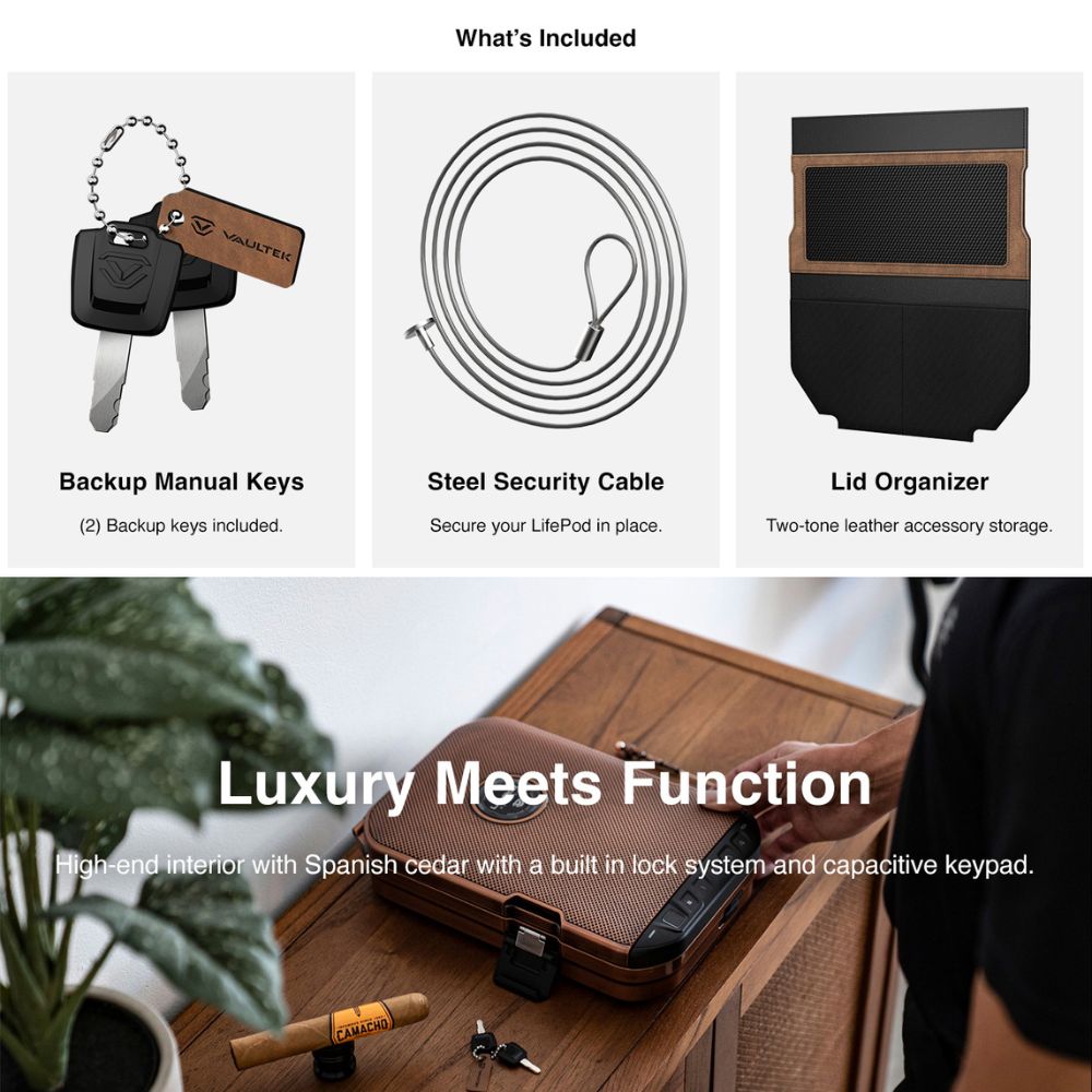 Vaultek Biometric BLE Humidor 2.0 Antique Bronze LH20B-AB