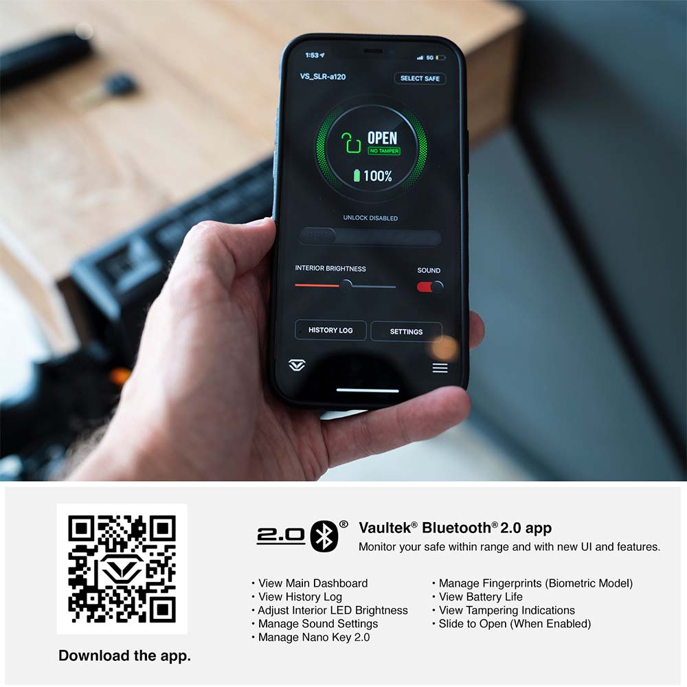 Vaultek SR20i Biometric and Bluetooth 2.0 Slider Safe SR20i-BK