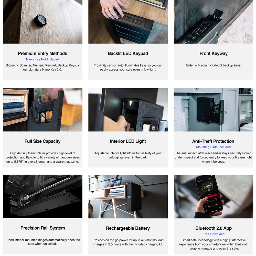 Vaultek SR20i Biometric and Bluetooth 2.0 Slider Safe SR20i-BK