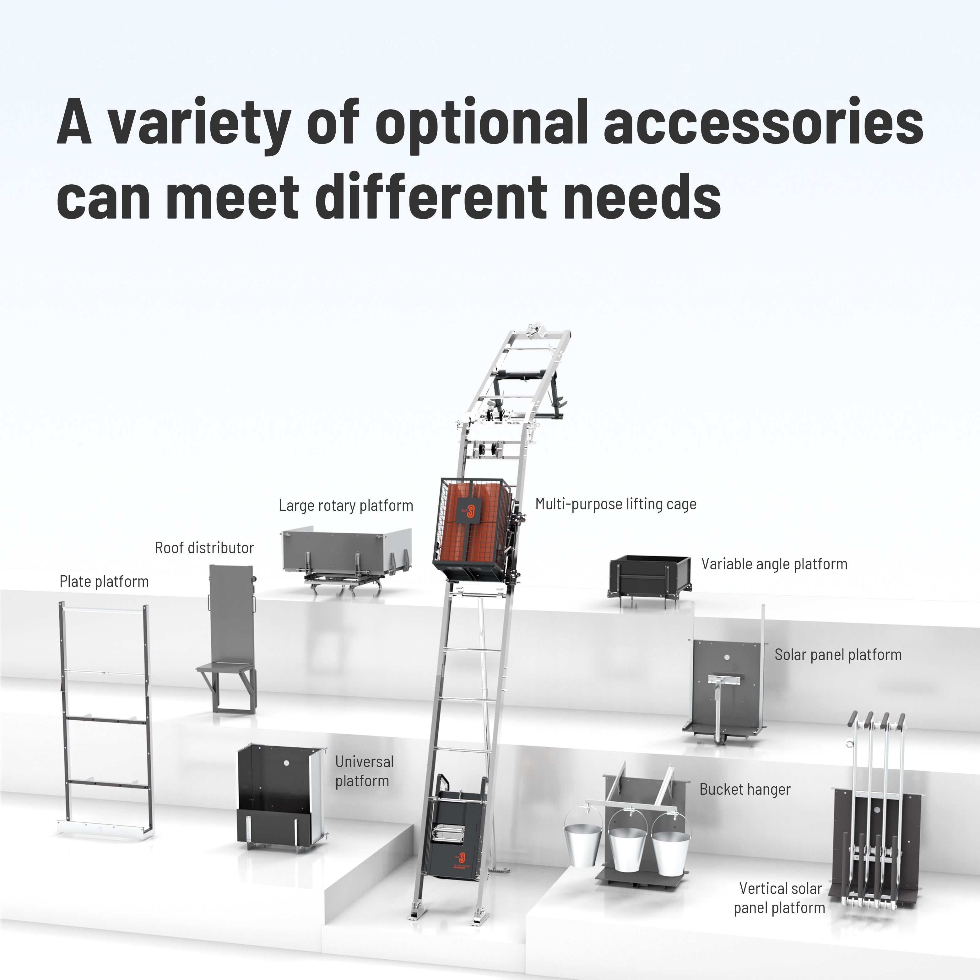 3S Lift 16' Battery Ladder Hoist, 265 lb capacity