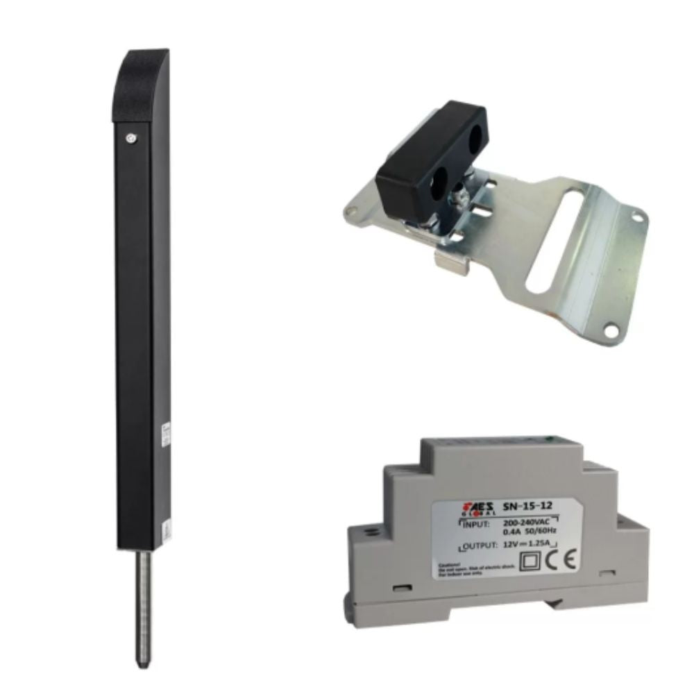 AES Tomalok Electric Drop Bolt in Black - 150mm with 24v Din Rail Power Supply and Ground Stop | All Security Equipment