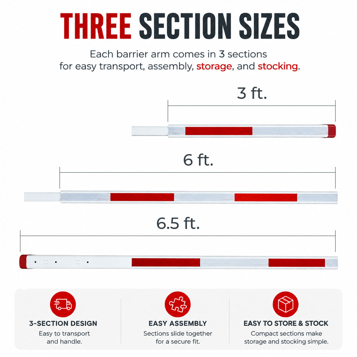 ASE TECHNA LED Lighted Barrier Gate Arm 14' Coverage (3-Piece Kit)