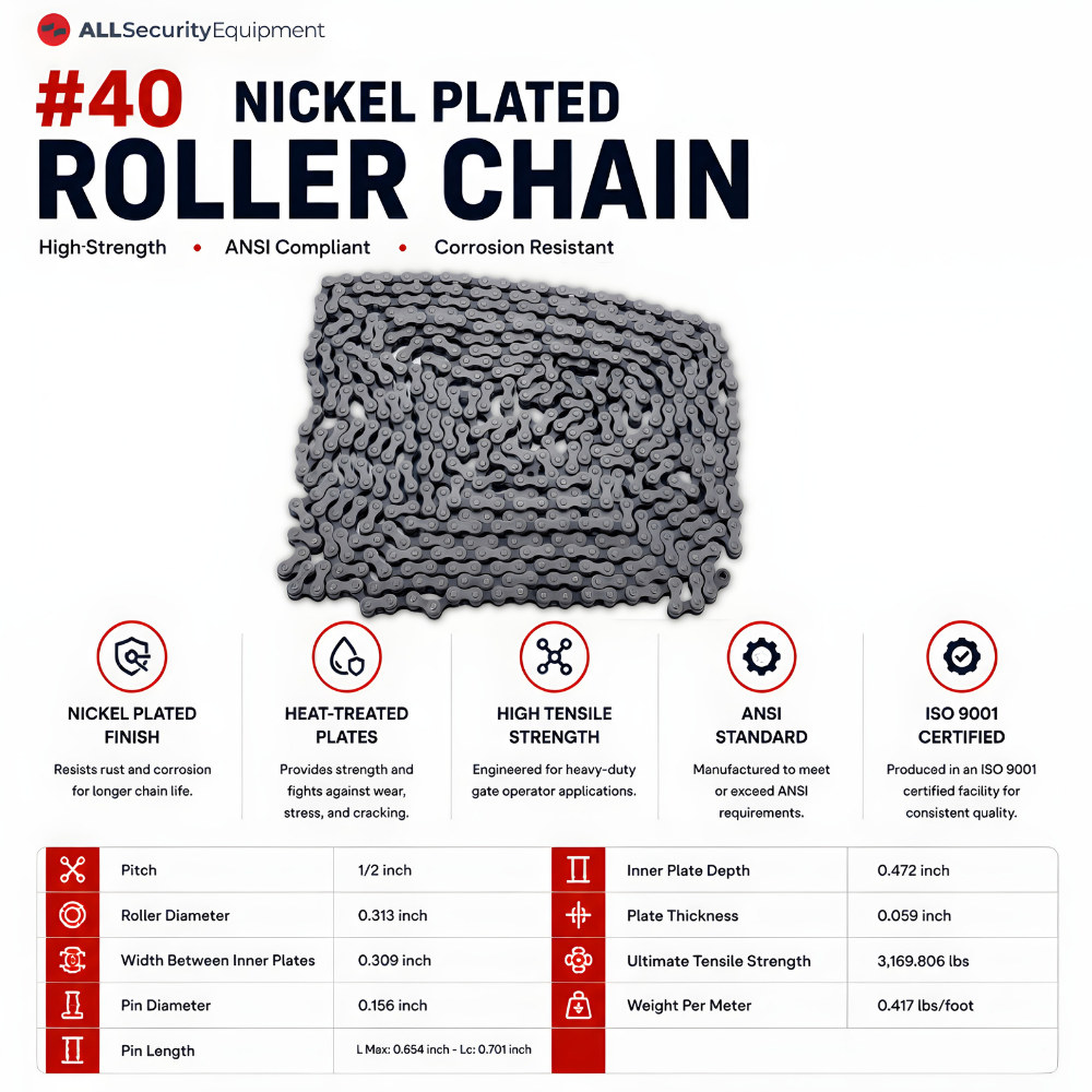 ASE 40NP High-Quality Carbon Steel Chain 10 ft. | All Security Equipment