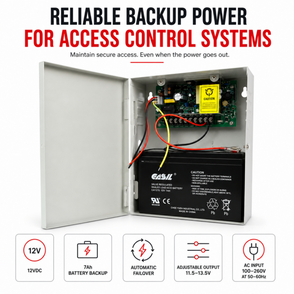 ASE Battery Back-Up System & Enclosure For Maglock | FAS-12VDC7ABUPBOX