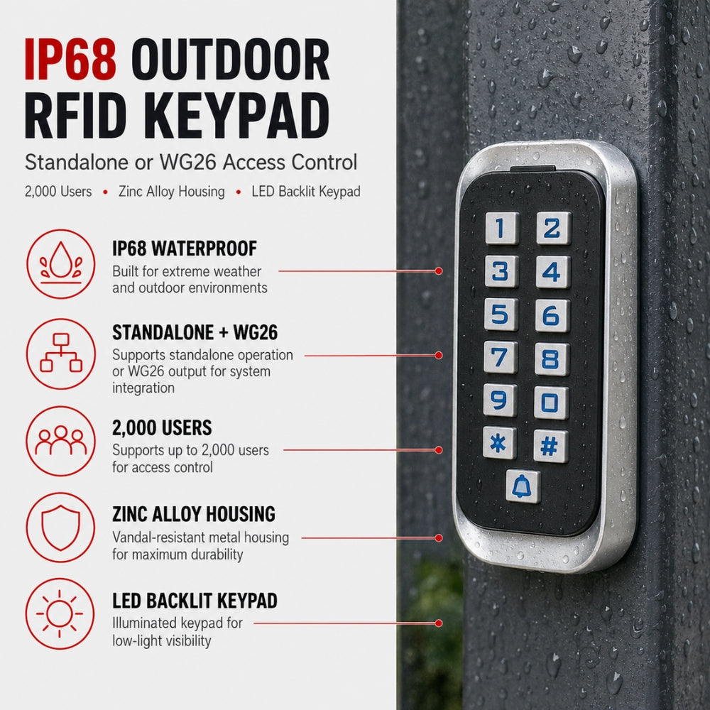 ASE Modern Illuminated Narrow Outdoor Keypad | FASKP40