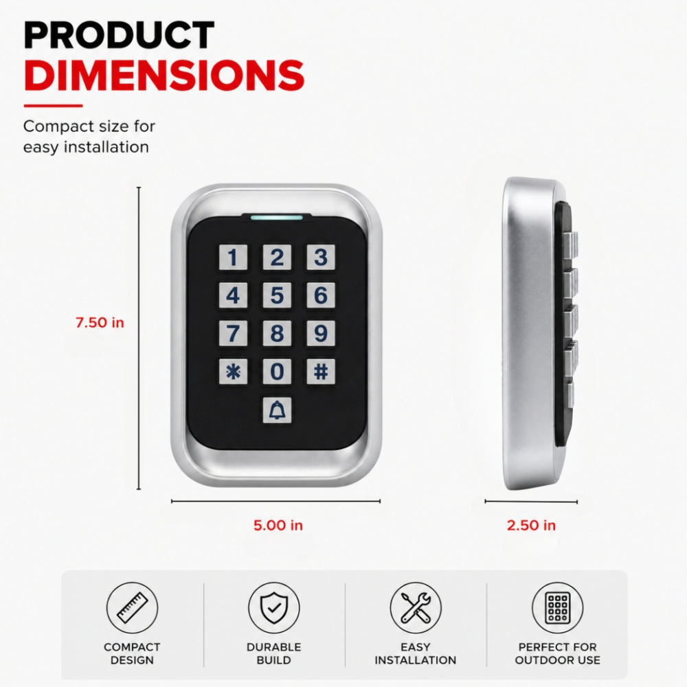 ASE Modern Illuminated Outdoor Keypad with WG26 and RFID | FASKP70