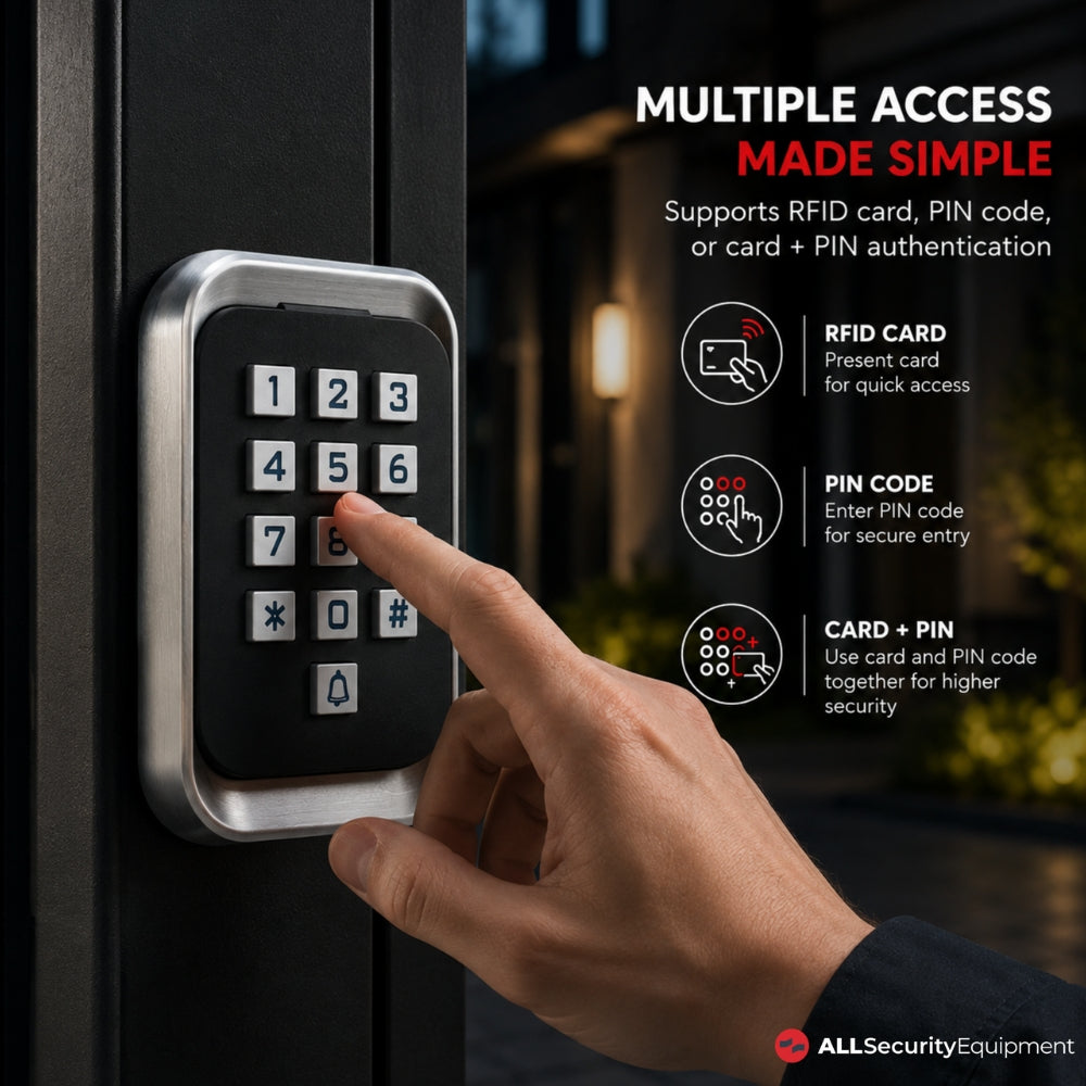 ASE Modern Illuminated Outdoor Keypad with WG26 and RFID | FASKP70