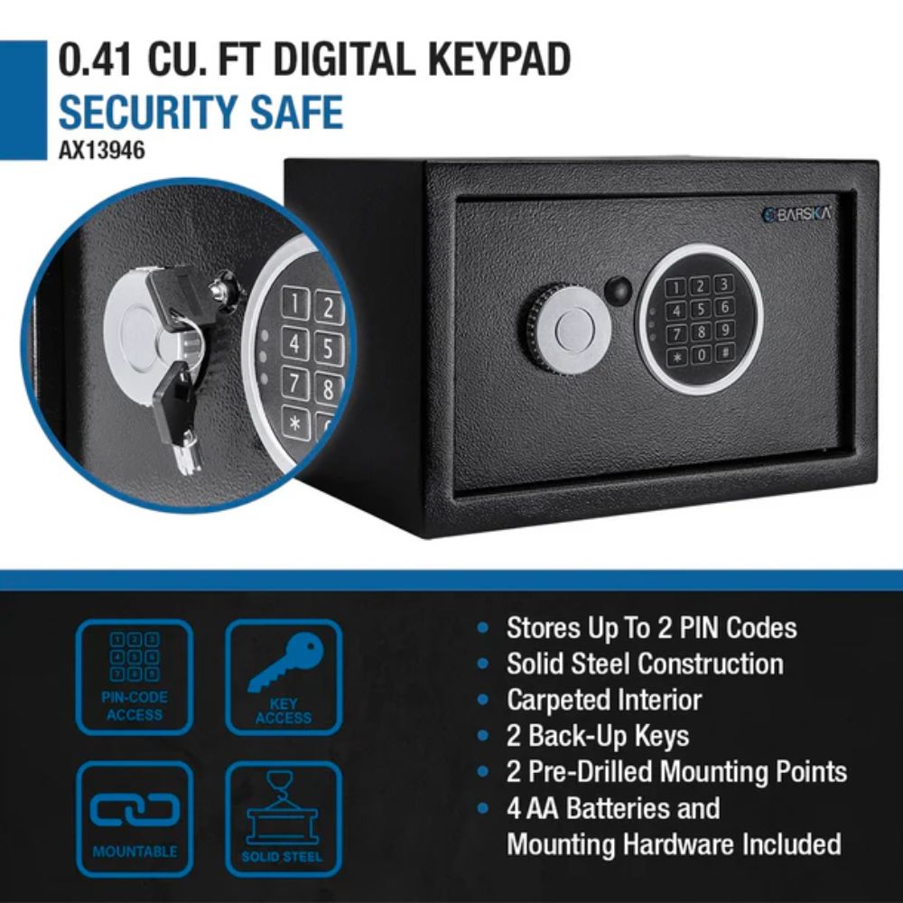Barska 0.41 Cu. ft Digital Keypad Security Safe | All Security Equipment