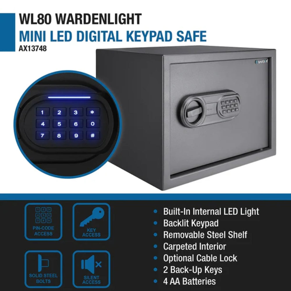 Barska AX13748 WL80 WardenLight 0.8 Cu. ft Digital Keypad Safe with Interior LED Light | All Security Equipment