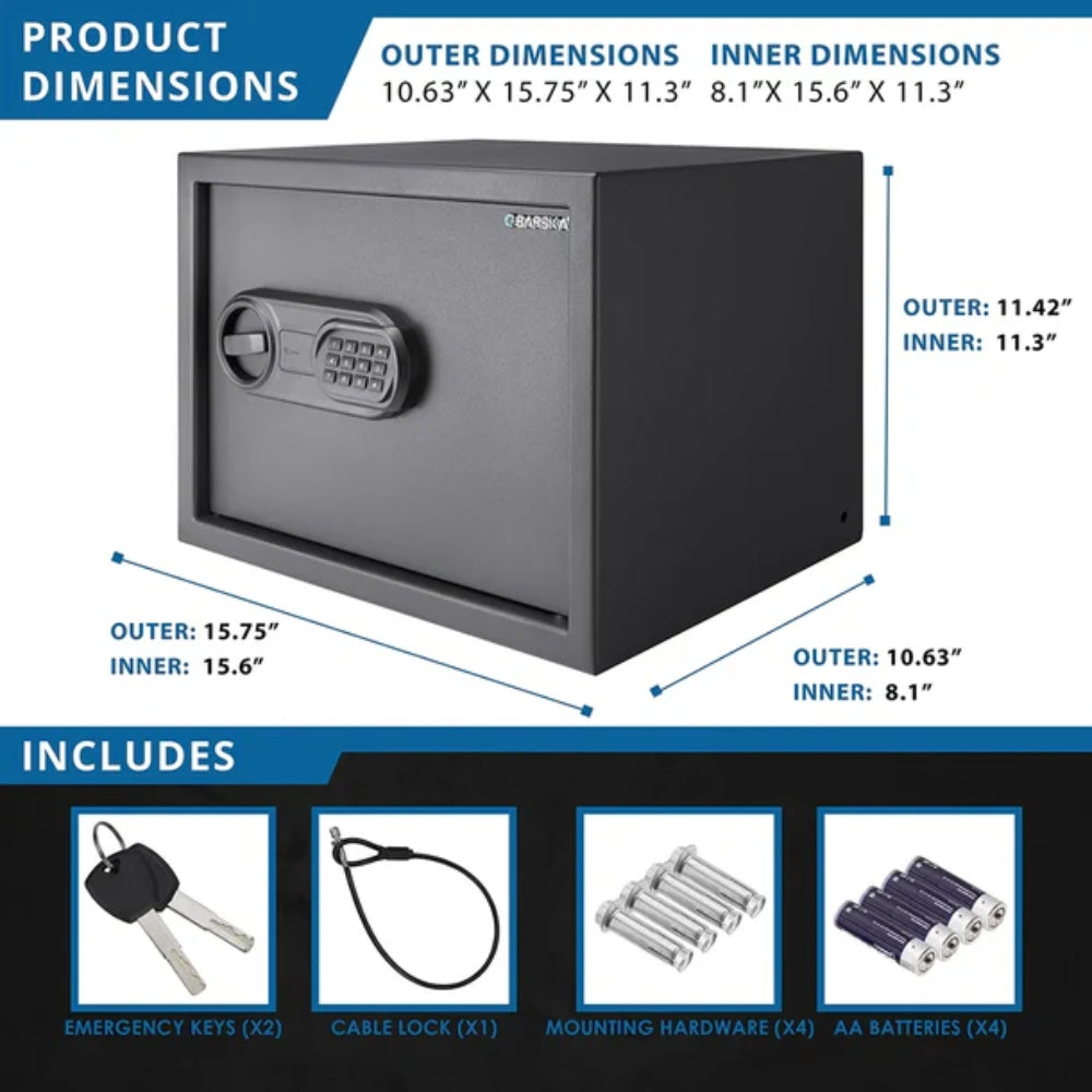 Barska AX13748 WL80 WardenLight 0.8 Cu. ft Digital Keypad Safe with Interior LED Light | All Security Equipment