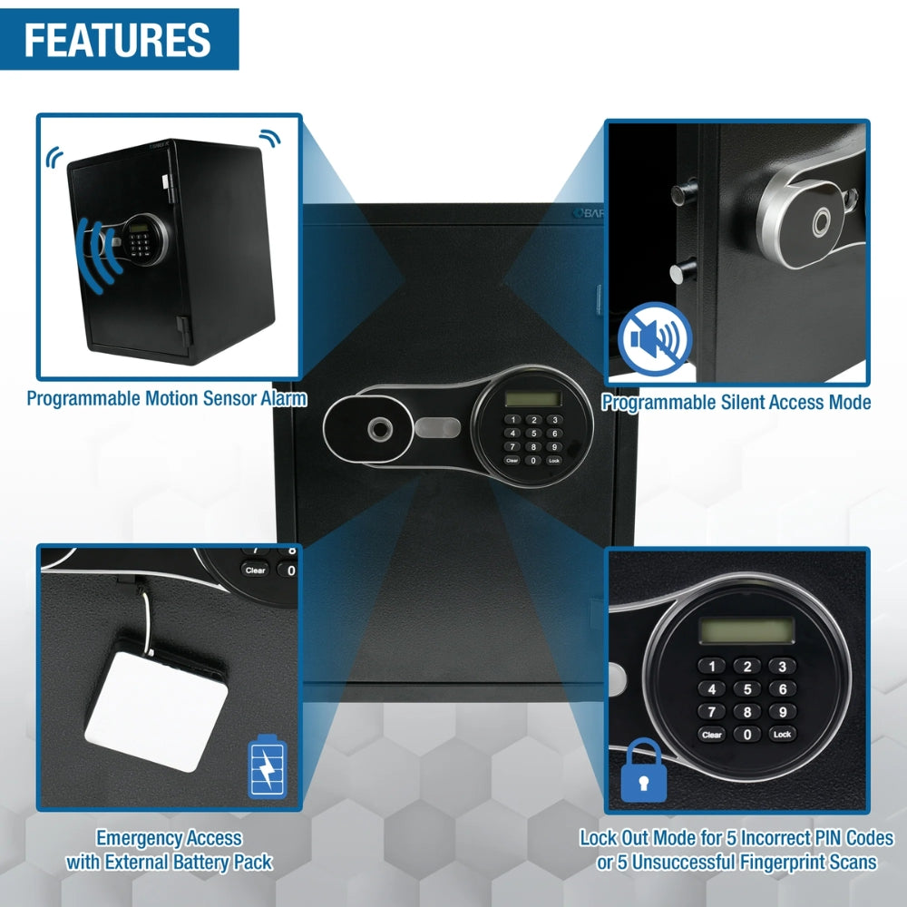 Barska AX14198 FV PRO 500 Biometric Keypad Fire-Resistant Safe | ASE
