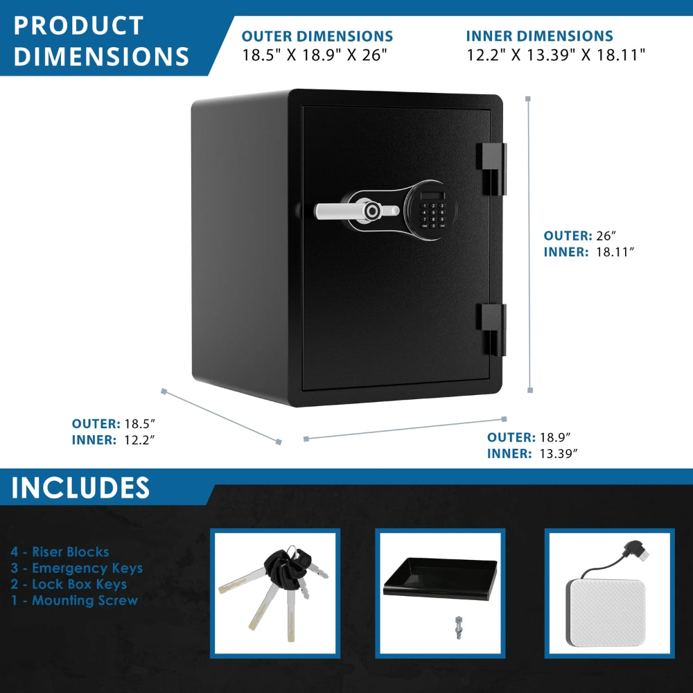 Barska AX14200 FV PRO 600 Biometric Keypad Fire Resistant Safe | ASE