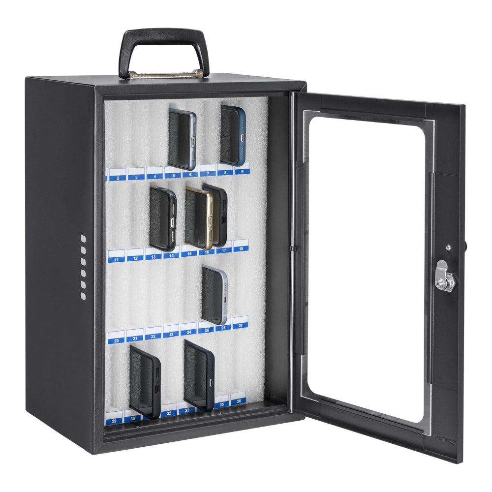Barska CB14104 36 Capacity Smartphone Lock Box with Key Lock & Carry Handle | All Security Equipment