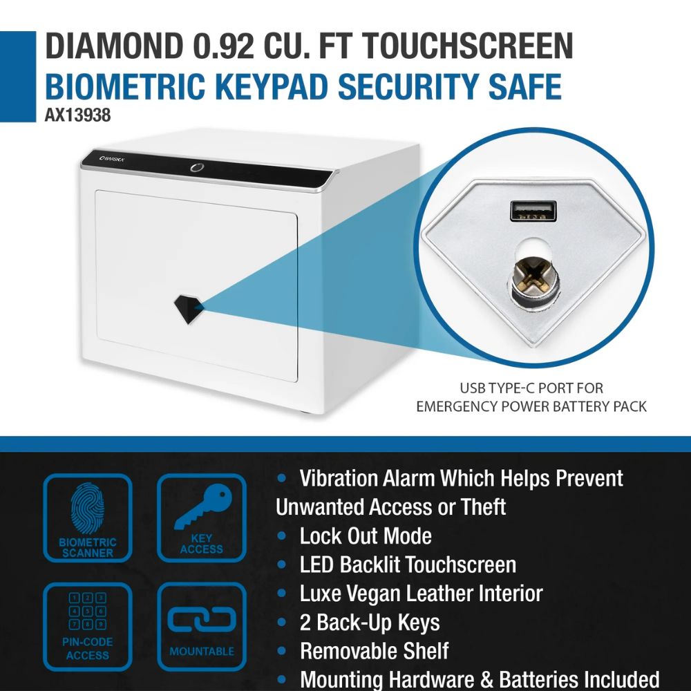 Barska Diamond 0.92 Cu. ft Touchscreen Biometric Keypad Security Safe | All Security Equipment