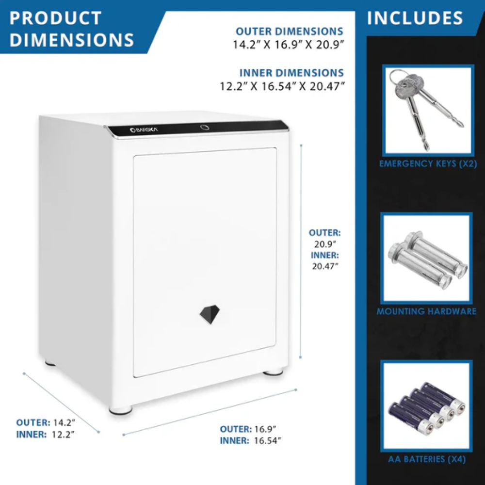 Barska Diamond 2.4 Cu. ft Touchscreen Biometric Keypad Security Safe | All Security Equipment