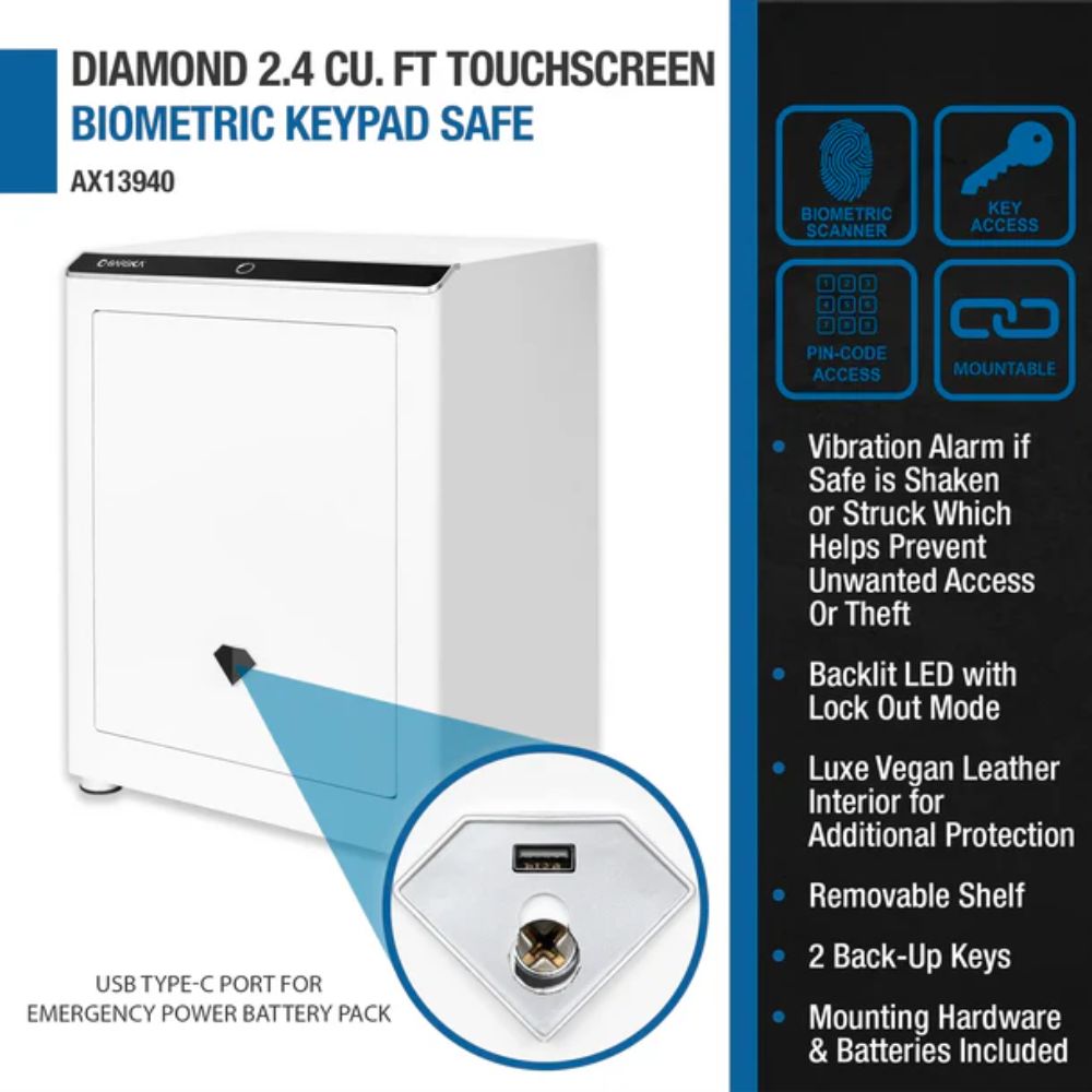 Barska Diamond 2.4 Cu. ft Touchscreen Biometric Keypad Security Safe | All Security Equipment