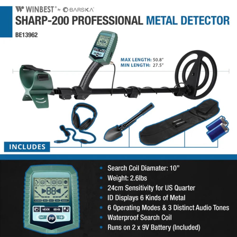 Barska Winbest Sharp-200 Professional Metal Detector Field Kit | BAR-BE13962