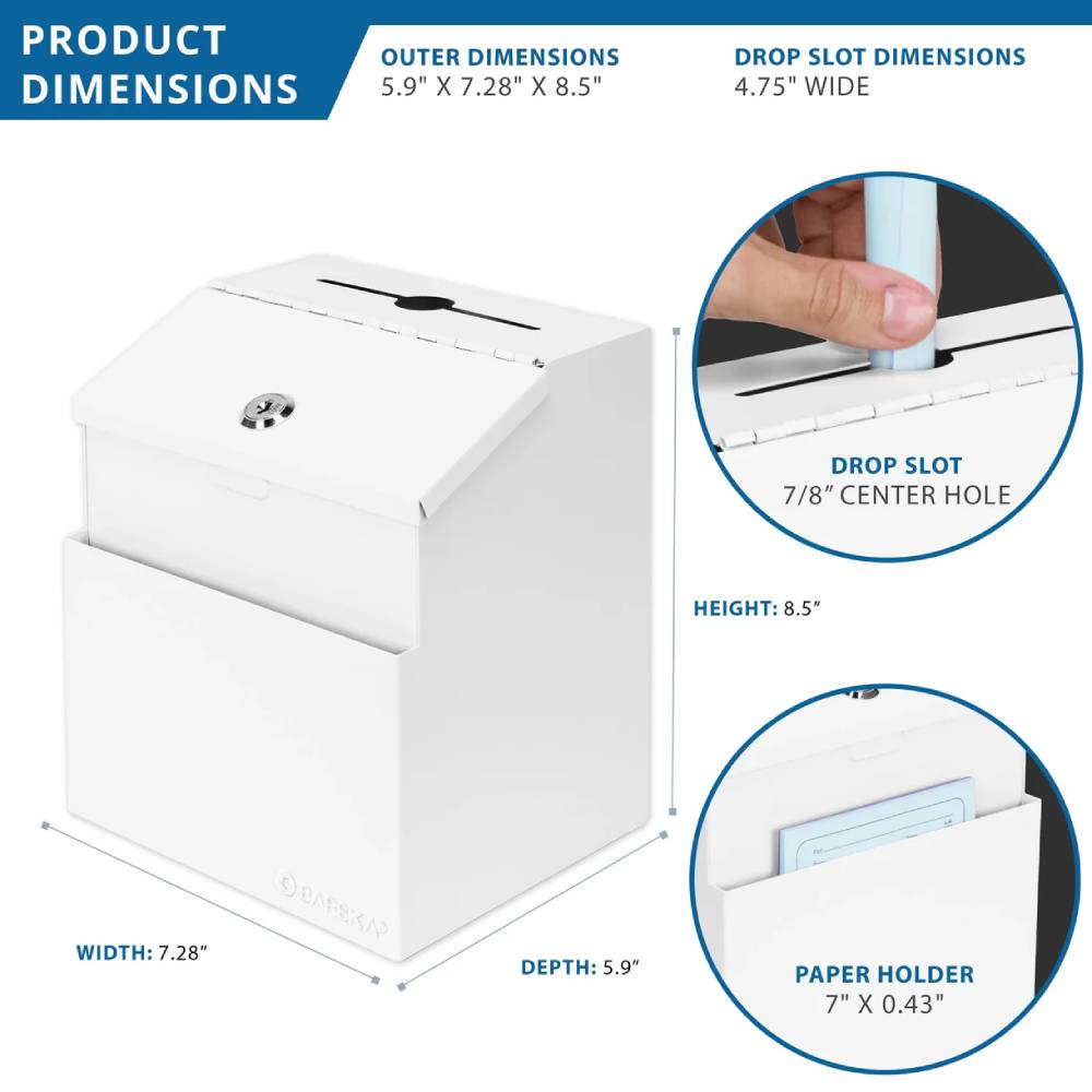 Barska CB14102 Suggestion & Ballot Drop Box with Paper Holder & Key Lock | ASE